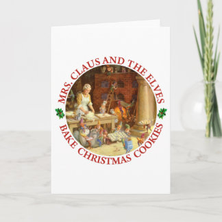 Mrs. Claus & Santa's Elves Bake Weihnachtskekse Feiertagskarte