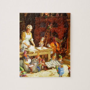 Mrs. Claus und Santas Elfen backen Weihnachtsplätz