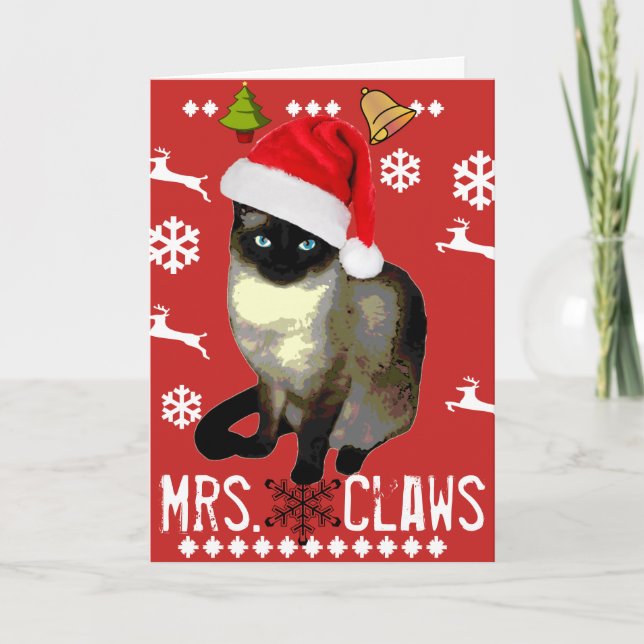 "Mrs Claws" Frohe Weihnachtskarte Feiertagskarte (Vorderseite)