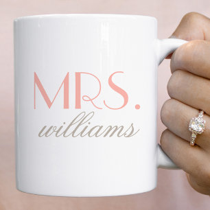 Mrs. Elegant Blush Personalisiert Wedding Monogram Kaffeetasse