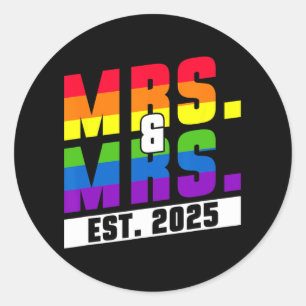Mrs. Est. 2025 - Gay Pride Wedding Runder Aufkleber