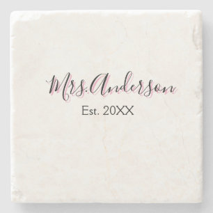 Mrs. Familienname Vorname schwarz pink est Jahr mo Steinuntersetzer