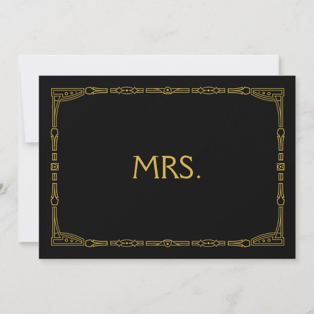 "Mrs." Gold Art Deco Style Wedding Sign (Vorderseite)