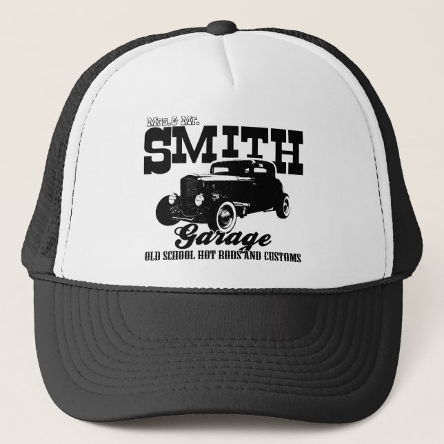 Mrs.& Herr Smith Hot-Rod Garage Truckerkappe (Vorderseite)