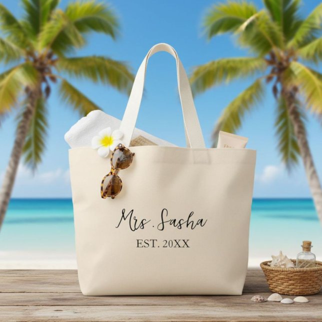 Mrs. Last Name Est Year - mrs. calligraphy script Jumbo Stoffbeutel (Von Creator hochgeladen)