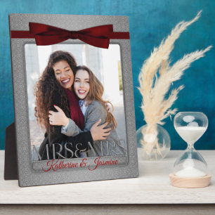 Mrs. Lesbian Gay Wedding Foto von Frame Silver Fotoplatte