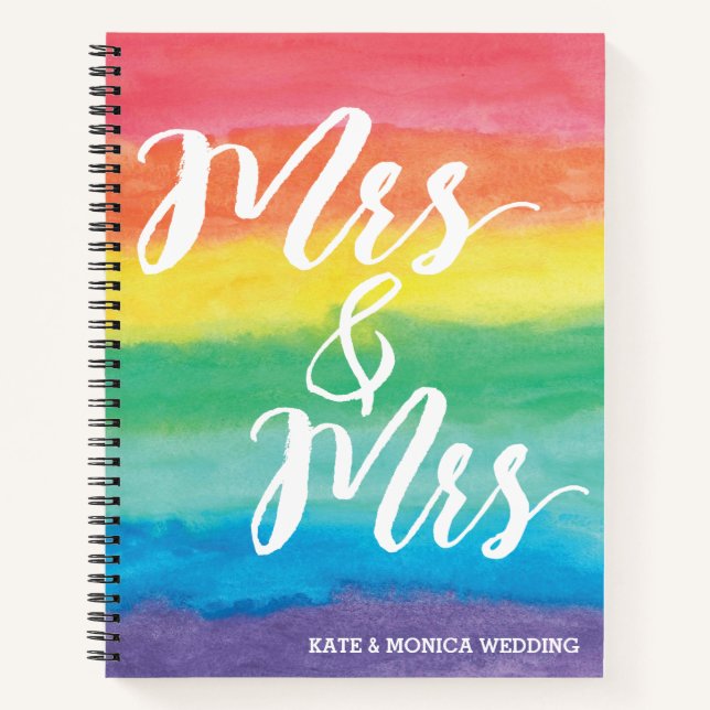 Mrs. & Mrs. Rainbow Lesbian Wedding Notizbuch (Vorderseite)