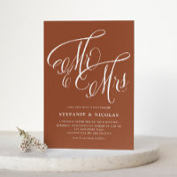 Mrs & Mrs Rustic Script Terracotta QR Code Wedding