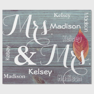 Mrs. & Mrs. Wedding/Anniversary Personalisiert Nam Geschenkpapier