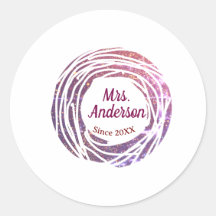 Mrs name pink mauve border since year wedding brid