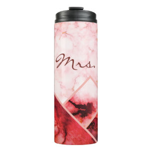 Mrs. Pink Marble Mountains Color Block Personalisi Thermosbecher