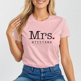 Mrs. Pink Vintag Personalisiert Wedding Monogram T-Shirt