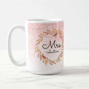 Mrs Rose Gold Schmetterling Rosa Glitter Brautdusc Kaffeetasse