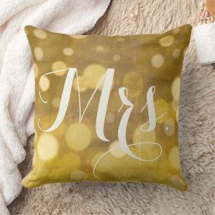 Mrs. Sweetheart Braut Abstracte Goldlichter Kissen