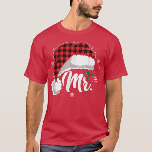 Mrs und Mr Santa Hut Büffel Kariert Weihnachten Pa T-Shirt