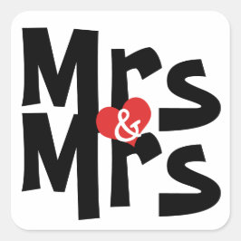 Mrs. und Mrs. Bold Modern Wedding Quadratischer Aufkleber
