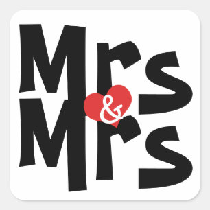 Mrs. und Mrs. Bold Modern Wedding Quadratischer Aufkleber