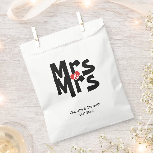 Mrs. und Mrs Modern Wedding Personalisiert Geschenktütchen (Ausgeschnitten)