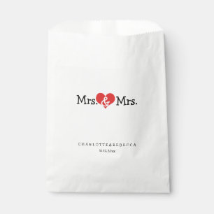 Mrs. und Mrs. Red Heart Wedding Personalisiert Geschenktütchen