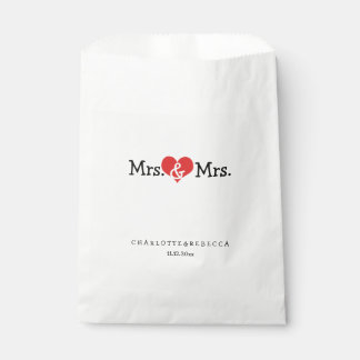 Mrs. und Mrs. Red Heart Wedding Personalisiert Geschenktütchen