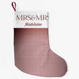 MRS und MRS Sangria Damask mit Jahr und Namen Kleiner Weihnachtsstrumpf