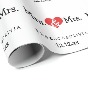 Mrs. und Mrs. Two Brides Wedding Geschenkpapier