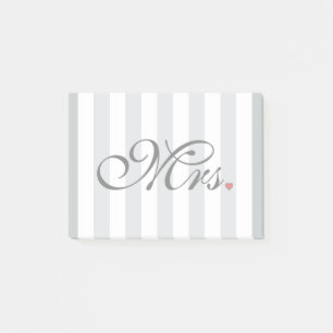 Mrs. Wife Bride Click to Customize Color Stripes Post-it Klebezettel