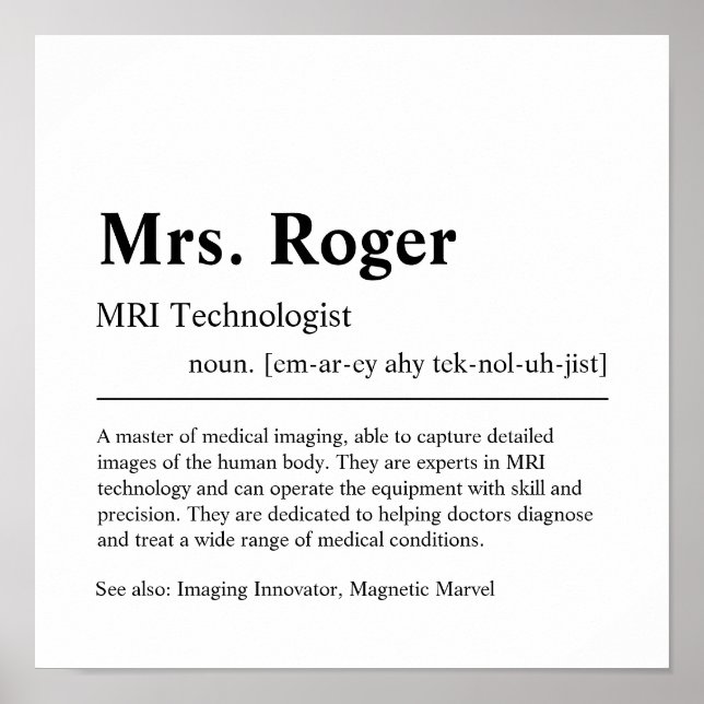 MRT-Technologe Personalisierte Geschenke Poster (Vorne)