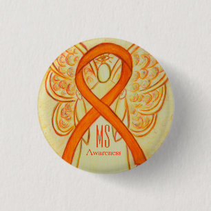 MS Awareness Ribbon Orange Engel Custom Buttons