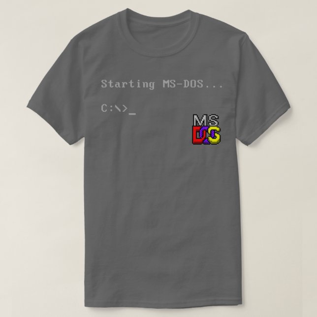 MS DOS-Eingabeaufforderung Retro-Computer-Nerd-Nos T-Shirt (Design vorne)