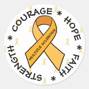 MS Multiple Sklerose ORANGE Ribbon Sticker