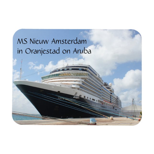 MS Nieuw Amsterdam Cruise Ship on Aruba Karibik Magnet (Horizontal)