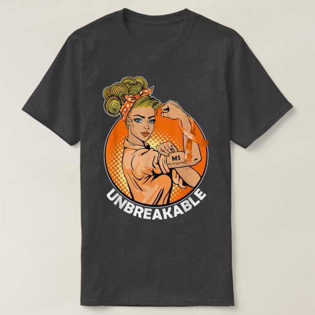 MS Warrior Unbreakable Multiple Sclerosis Awarenes T-Shirt (Design vorne)