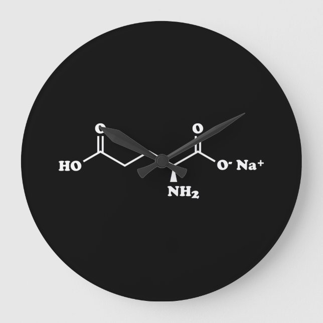 MSG Monosodium Glutamate Molecule Chemical Formula Große Wanduhr (Vorderseite)