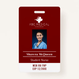 MSN RN FNP Student Nurse Red Foto QR Code Ausweis