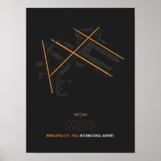 MSP - Minneapolis-St. Paul Airport Runway Diagramm Poster