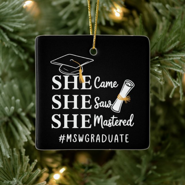 MSW Master-Abschluss Master of Social Work Absolve Keramikornament (Baum)