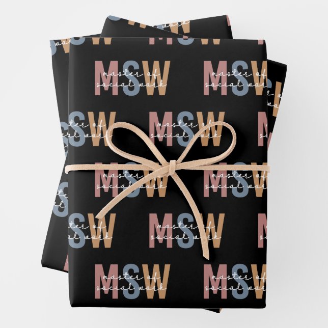MSW Master of Social Work Retro Abschluss Geschenkpapier Set (Beispiel)