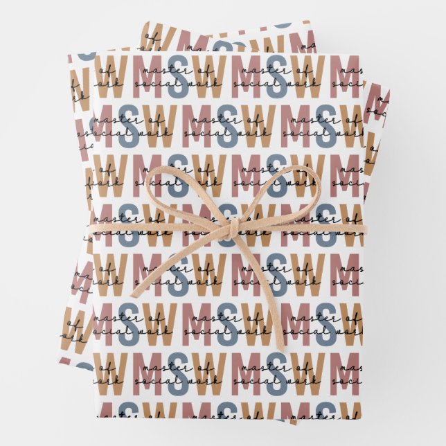 MSW Master of Social Work Retro Abschluss Geschenkpapier Set (Beispiel)