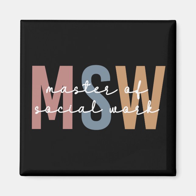 MSW Master of Social Work Retro Abschluss Magnet (Vorne)