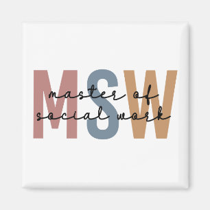 MSW Master of Social Work Retro Abschluss Magnet