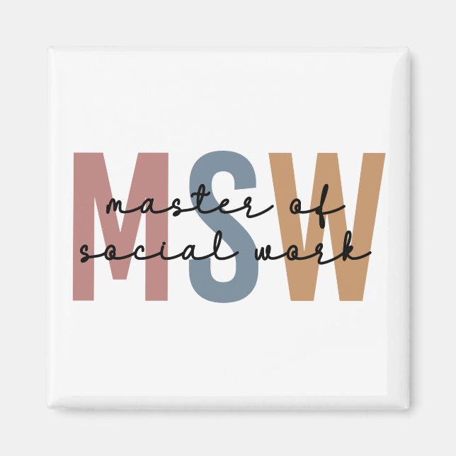 MSW Master of Social Work Retro Abschluss Magnet (Vorne)