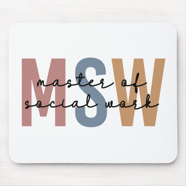 MSW Master of Social Work Retro Abschluss Mousepad (Vorne)