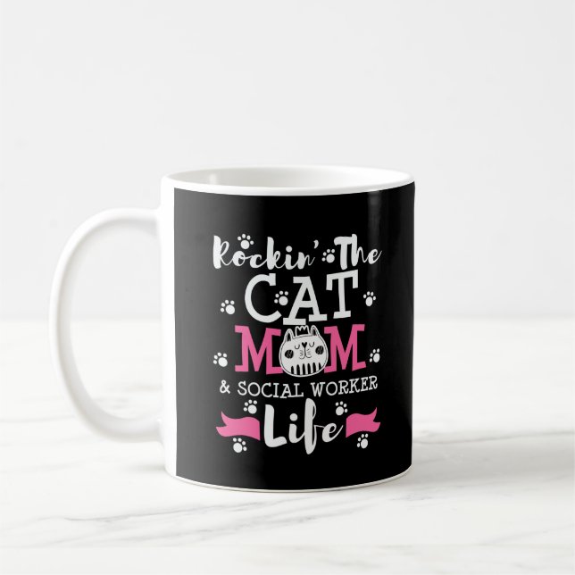 MSW Social Work Cat Mama Abschluss Geschenk Kaffeetasse (Links)