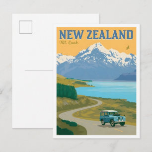 Mt Cook Neuseeland Vintage Reise Postkarte