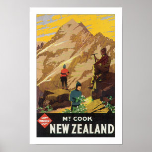 Mt Cook New Zealand (weiß) Poster
