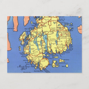Mt Desert Island Vintage-Karte Postkarte