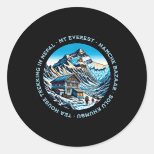 Mt Everest Namche Bazaar Teahaus Trekking Nepal Runder Aufkleber