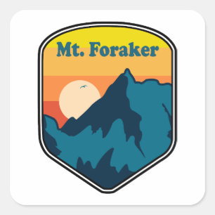 Mt. Foraker Alaska Sonnenaufgang Quadratischer Aufkleber
