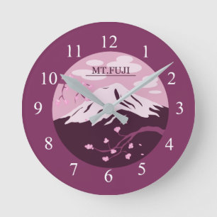 Mt. Fuji (Pink) Runde Wanduhr